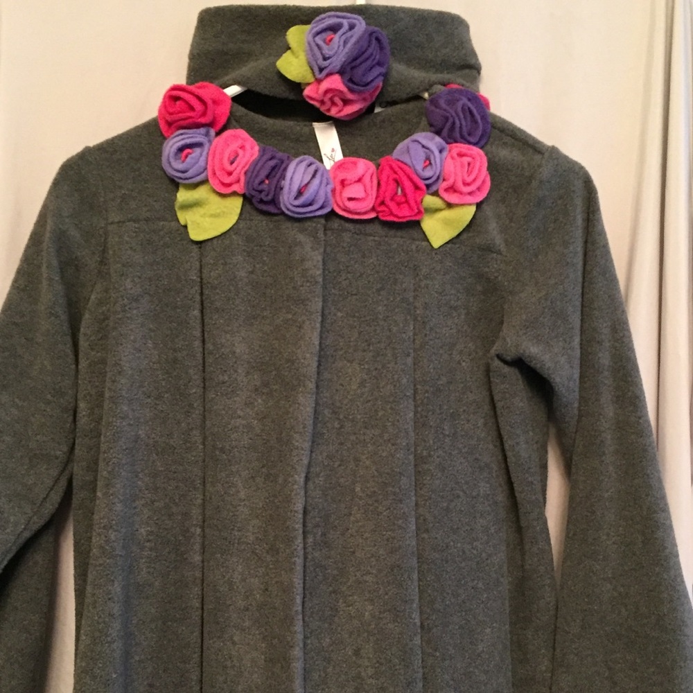 Gray felt coat with matching headband.